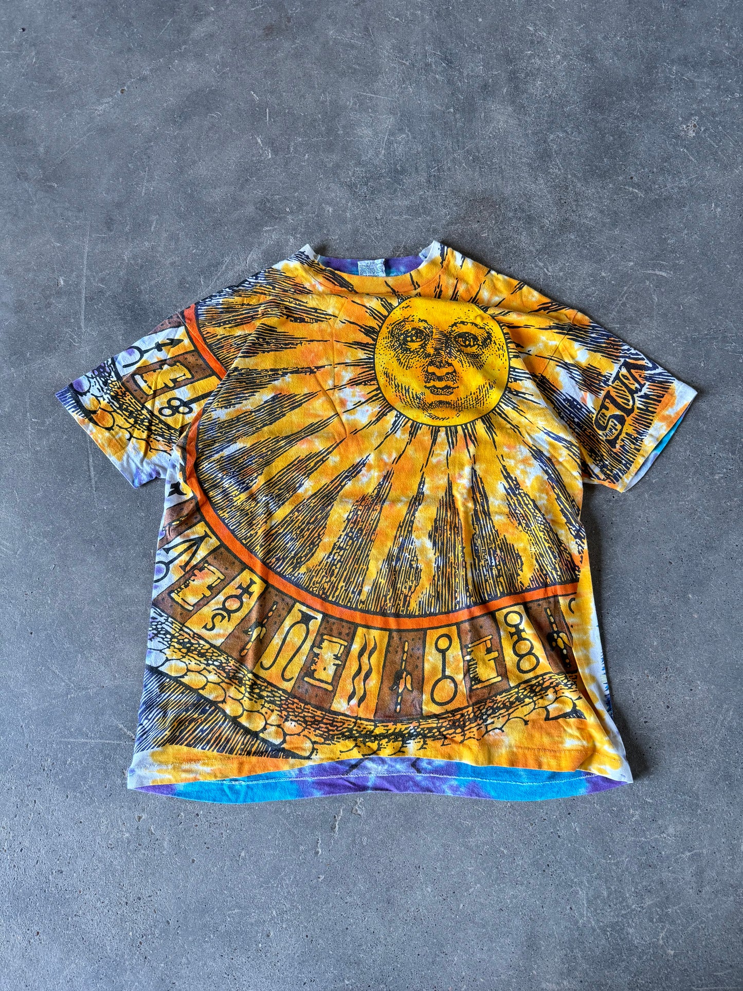 Vintage liquid blue sun and moon tee