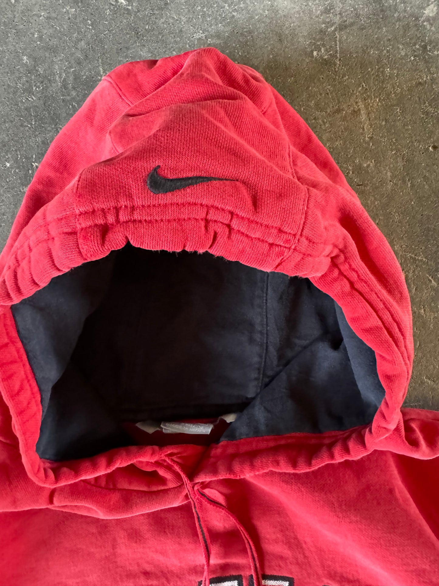 Y2K red Nike spell out hoodie