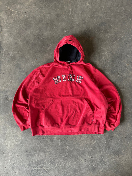 Y2K red Nike spell out hoodie