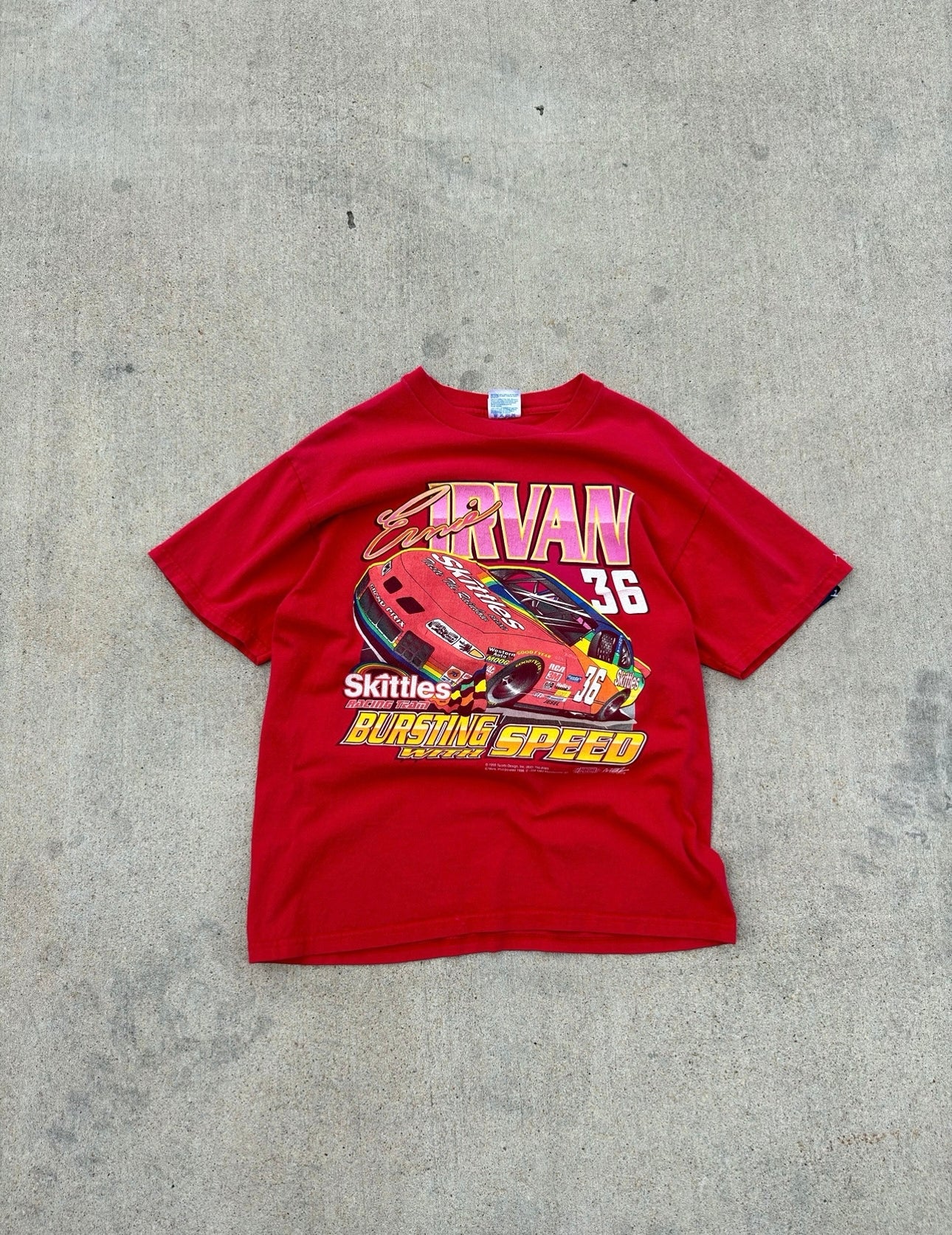 Vintage Racing Red Front And Back Tee