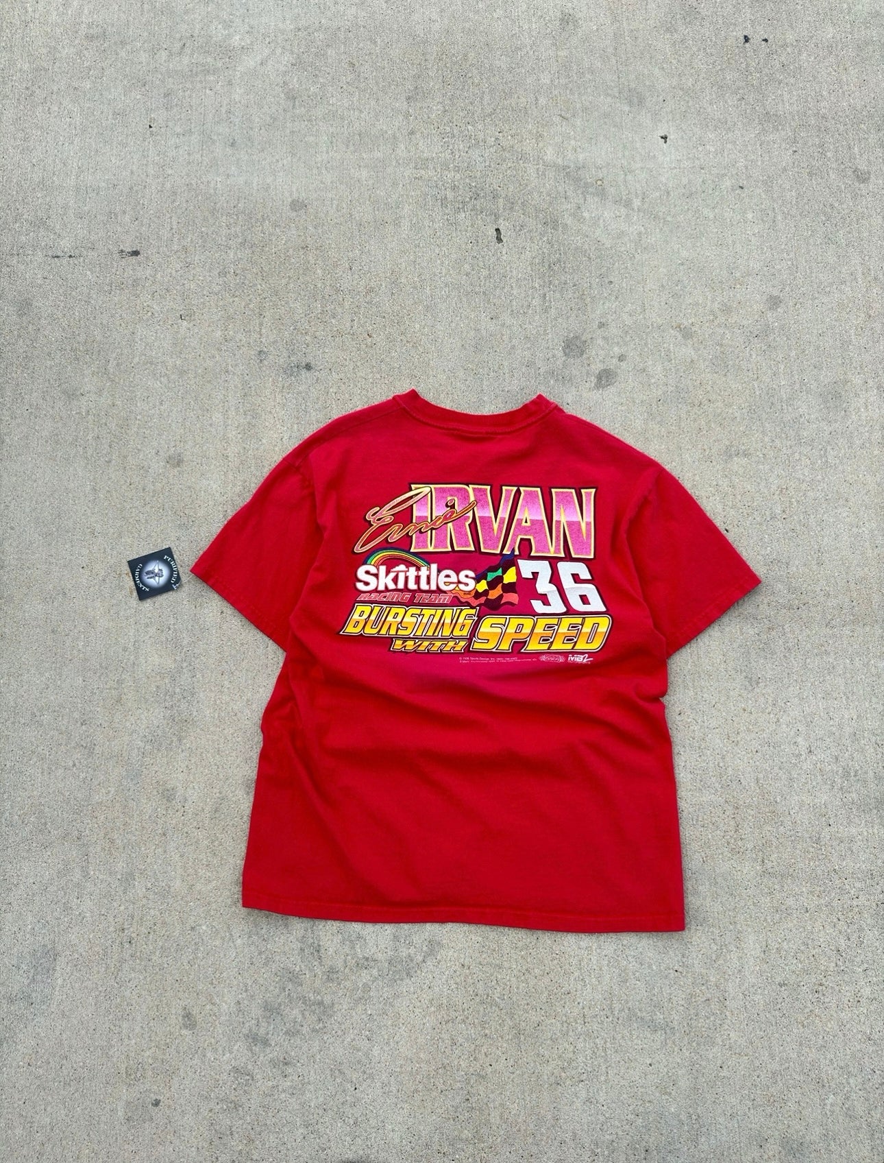 Vintage Racing Red Front And Back Tee