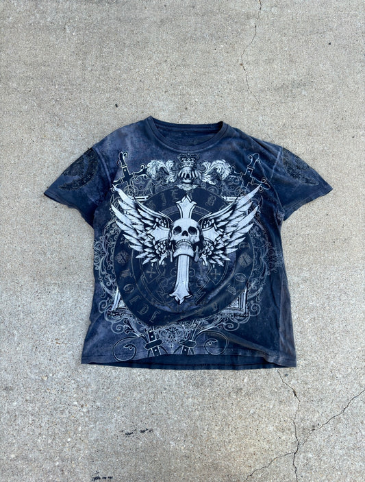 Y2K Goth Buckle Skull Tee