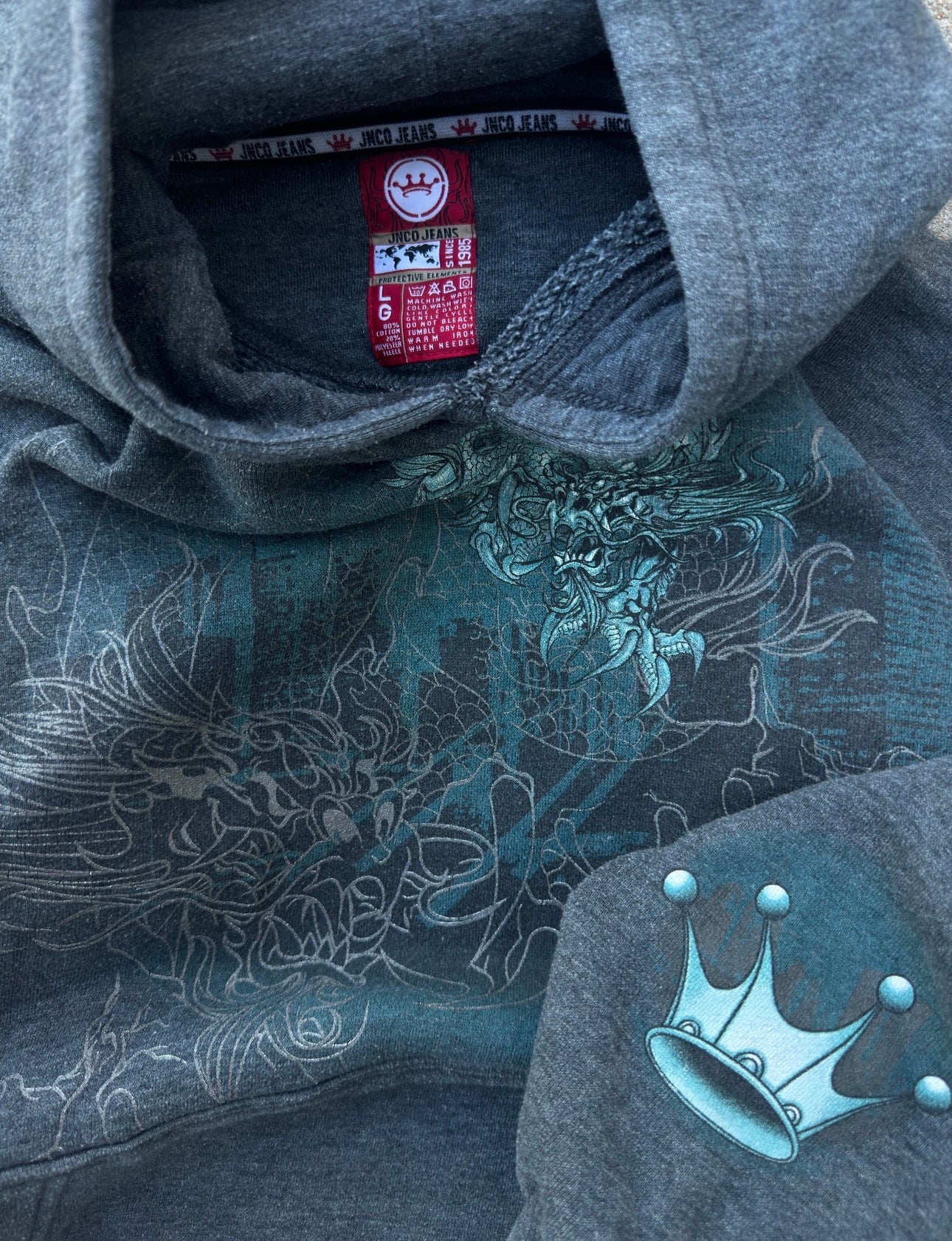 Y2k Jnco Grey Graphic Hoodie