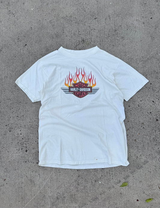 Vintage Harley Davidson White Flame Tee