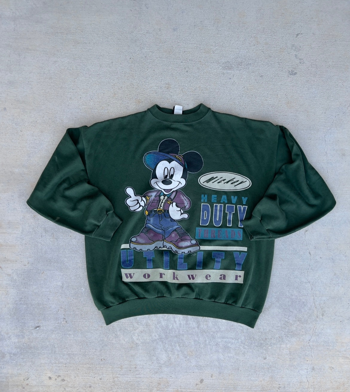 Vintage Mickey Mouse Green Sweatshirt