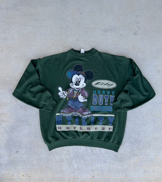 Vintage Mickey Mouse Green Sweatshirt