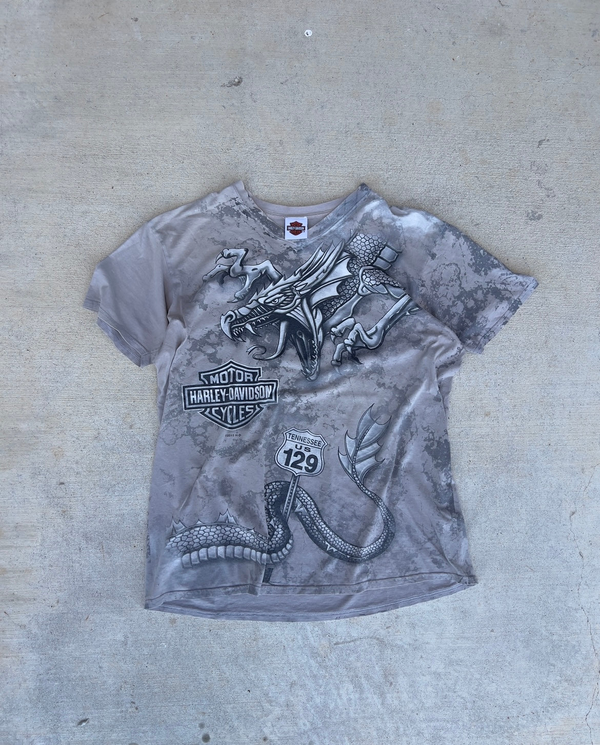 Vintage Harley Davidson Dragon V Neck Tee